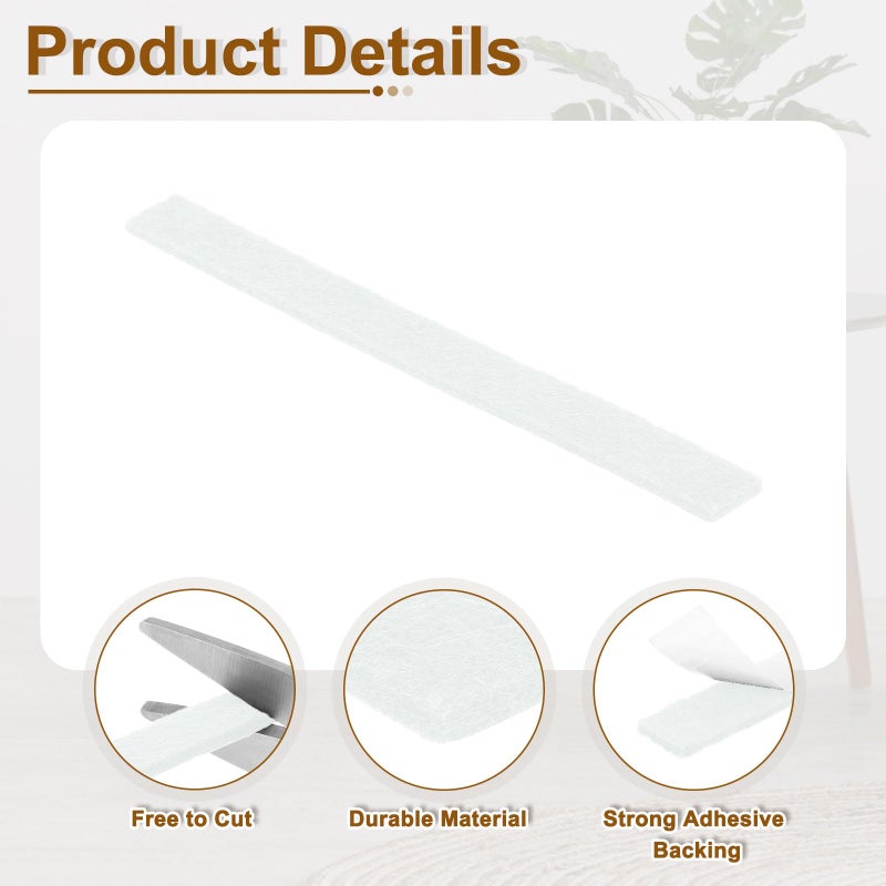 uxcell Felt Strips with Adhesive Backing, 16 Pcs 1/2"" x 6"" x 0.12"" Anti Scratch Furniture Felt Tapes Self-Stick Pads for Protecting Hardwood Floor, White - Image 3